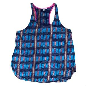 American Eagle Blue & Pink Printed Racerback Tank